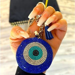 Evil Eye Bling Luxury Keychain for Women Rhinestone Accessories Purse Charm
